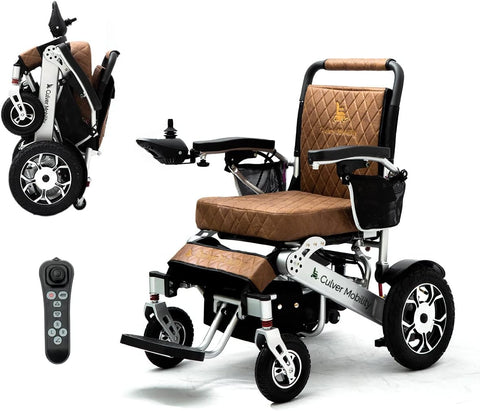 Culver Mobility Wolf Electric Wheelchair for Adults, All Terrain Lightweight Foldable Wheelchairs XL,Power Motorized Electric Wheel Chair, Comfortable Remote Control Mobility Aid (Brown Leather) Culver Mobility Wolf Electric Wheelchair for Adults, All Terrain Lightweight Foldable Wheelchairs XL,Power Motorized Electric Wheel Chair, Comfortable Remote Control Mobility Aid (Brown Leather)