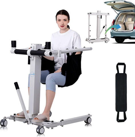 Electric Patient Lift Transfer Chair,Portable Patient Lift for Home,Wheelchair Lift for Car,Foldable Patient Lift Aid,Shower Transfer Chair for Seniors/Handicap-Max Load 290lbs Electric Patient Lift Transfer Chair,Portable Patient Lift for Home,Wheelchair Lift for Car,Foldable Patient Lift Aid,Shower Transfer Chair for Seniors/Handicap-Max Load 290lbs